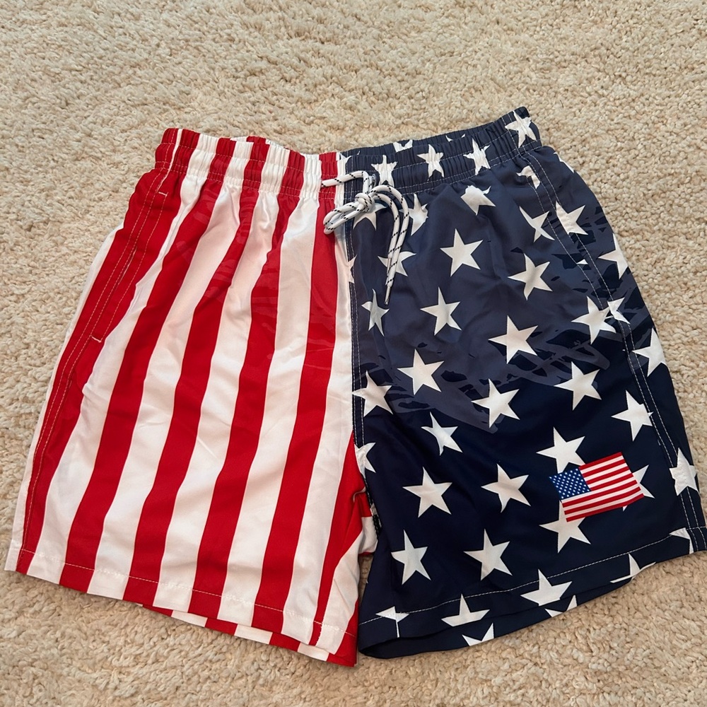 Patriotic Stars and Stripes Men's Swim Shorts
